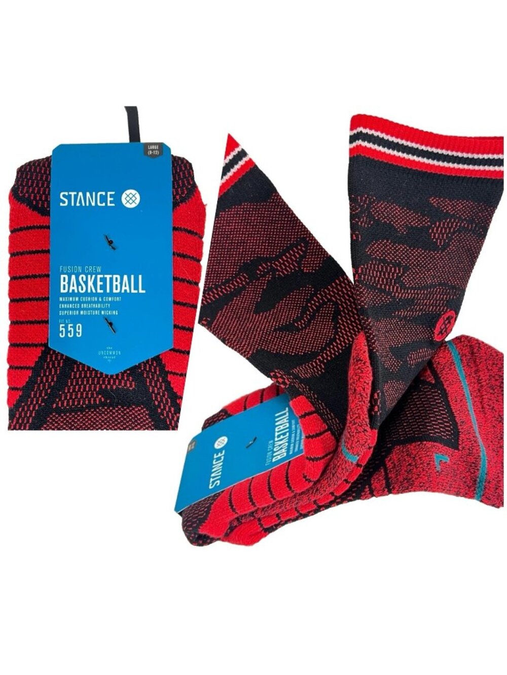 Stance Fusion 559 Daybreak Basketball Crew Socks size Large 9-12 NWT 2017 Hoops